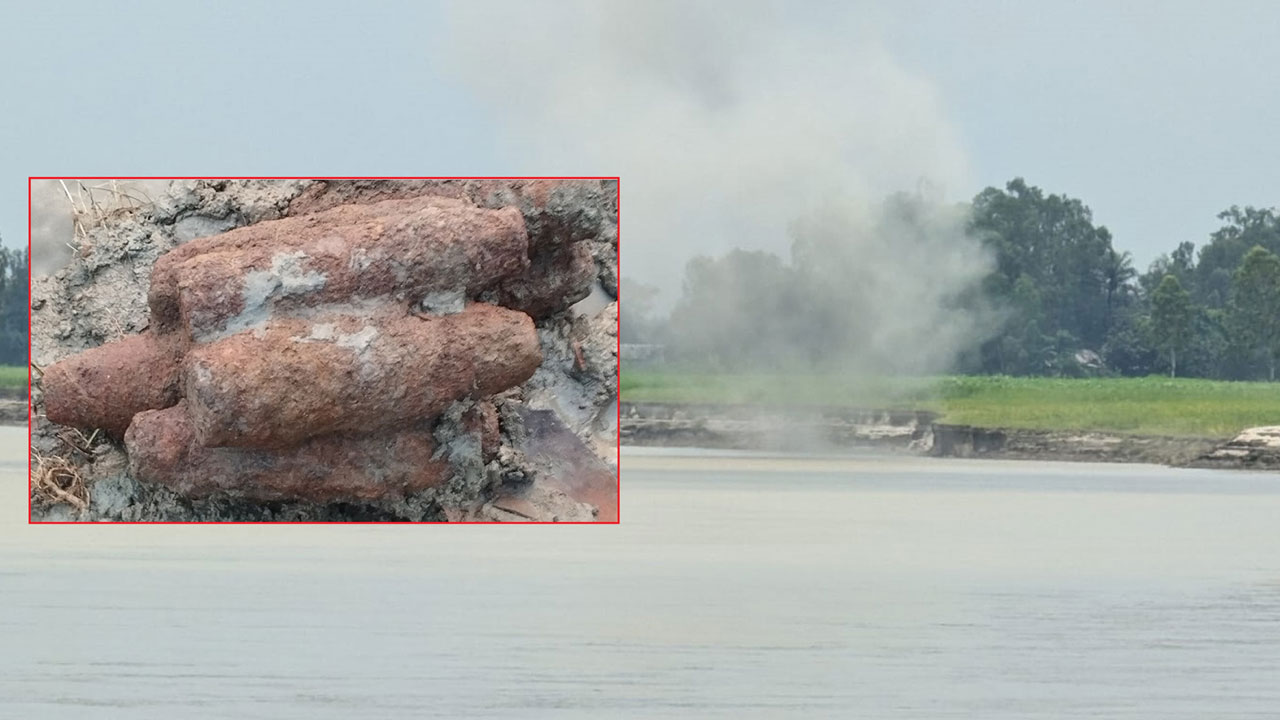 টাঙ্গাইলে উদ্ধারকৃত ১১ মর্টার শেল যমুনা নদীতে বিস্ফোরণ